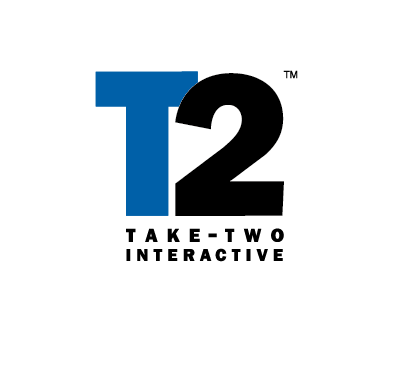 Take-two Interactive logo with large blue T and large black 2