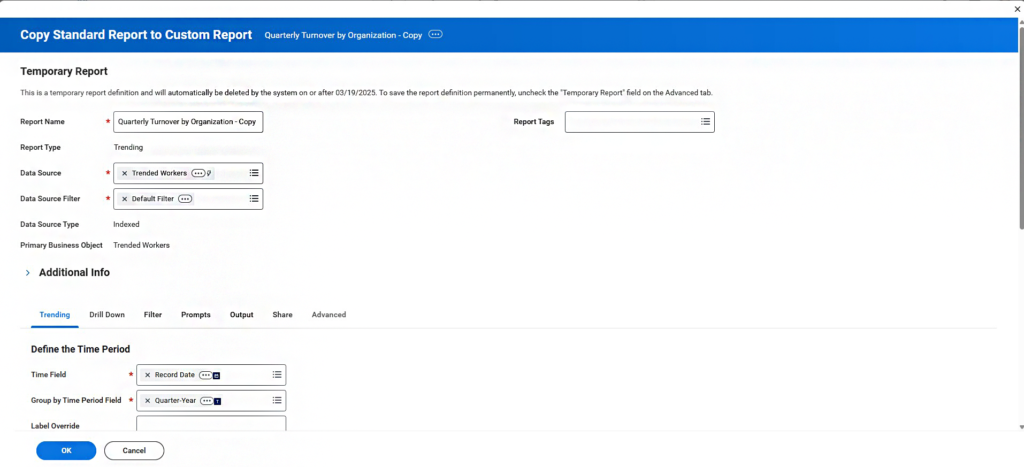 Copy standard report to custom report